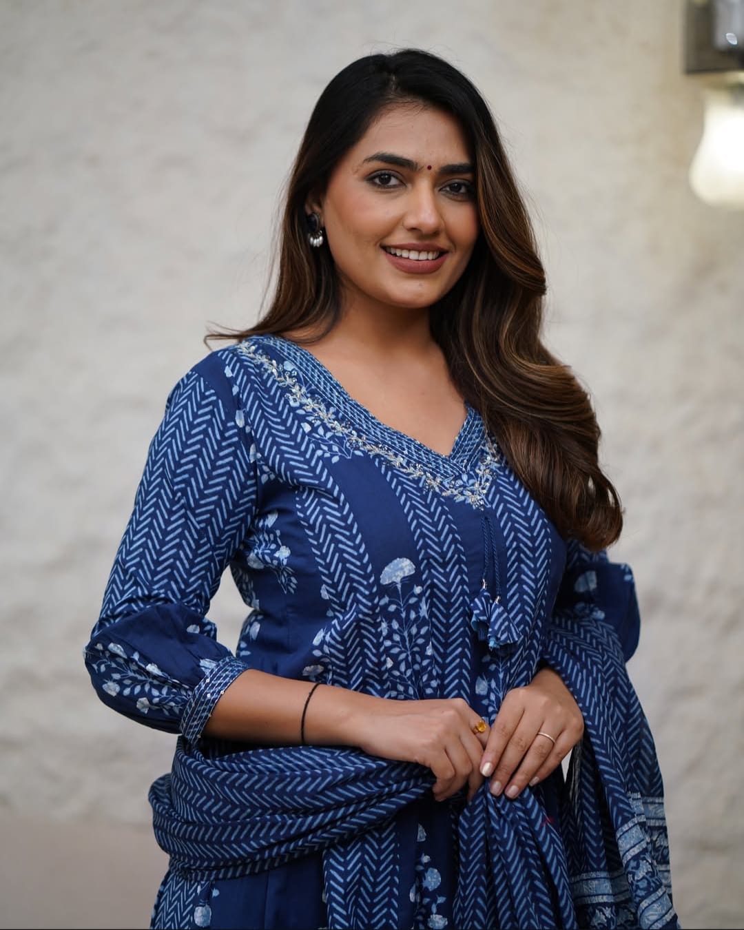 Beautiful Indigo Block Printed Cotton Anarkali Suit
