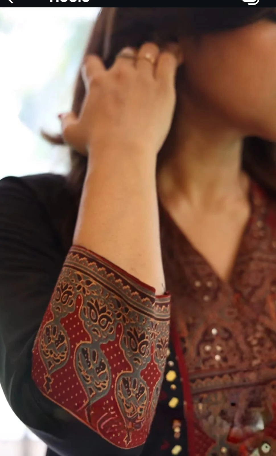 Elegant Block Printed Suit In Black