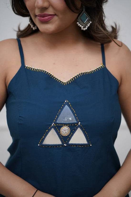 Elegant Cotton Speggitti Set With Mirror Work And Mulmul Hand Block Duppatta