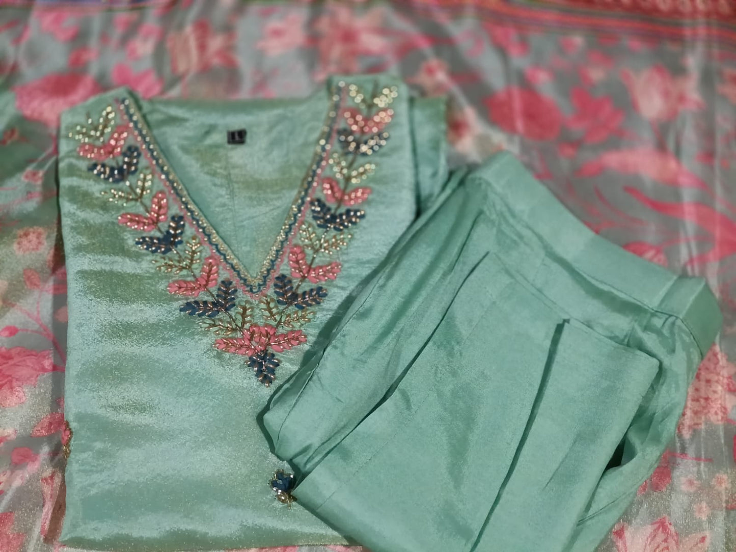 Sea Green Party Wear Simar Suit With Digital Print Dupatta