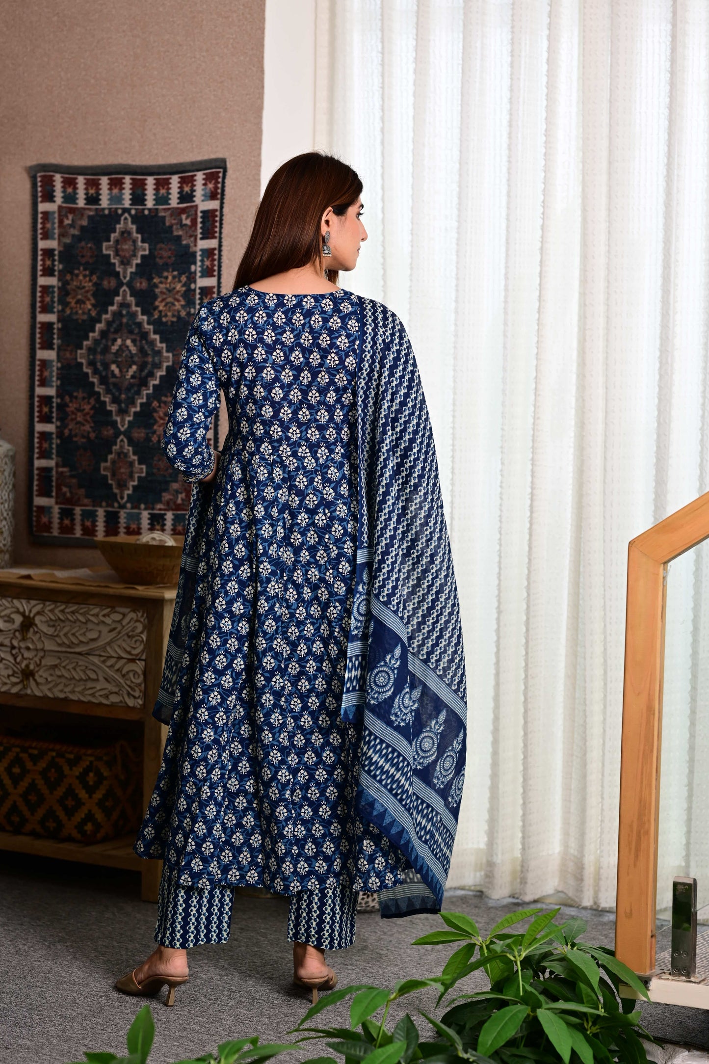 Blue Angarakha Designer Suit with sequence work
