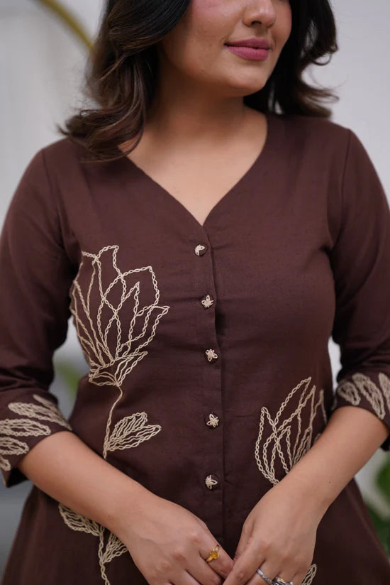 Elegant Cotton Embroidery Work Co-ord Set