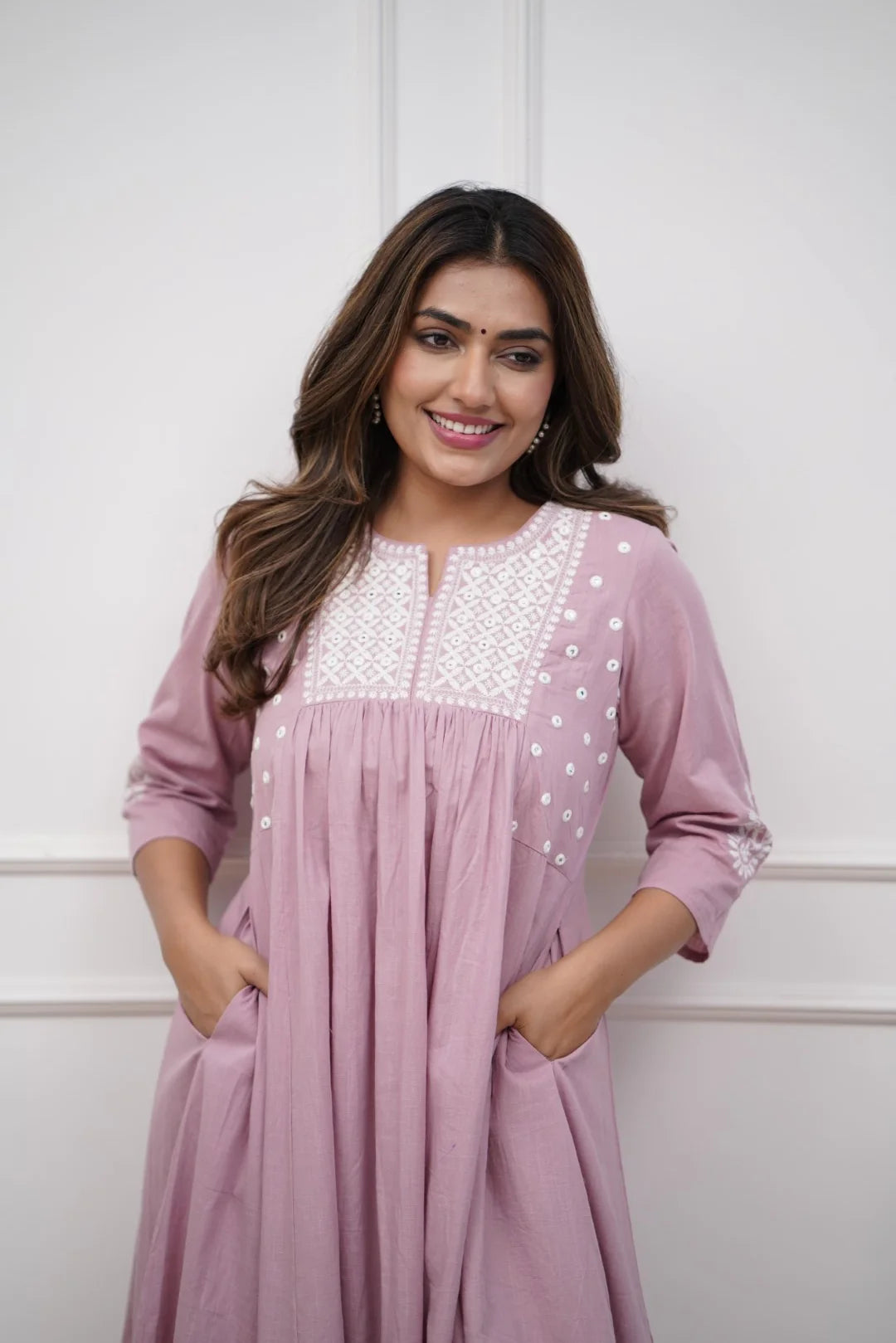 Elegant Dusted Pink flared Cotton Palazzo Set