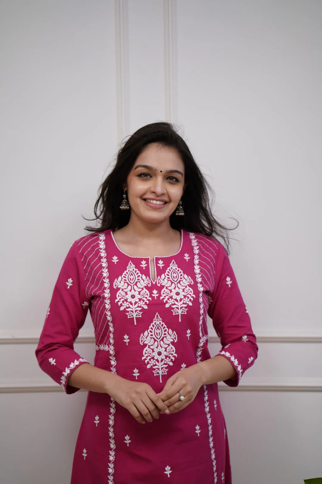 Elegant Claret Pink Color Kurta Pant Set