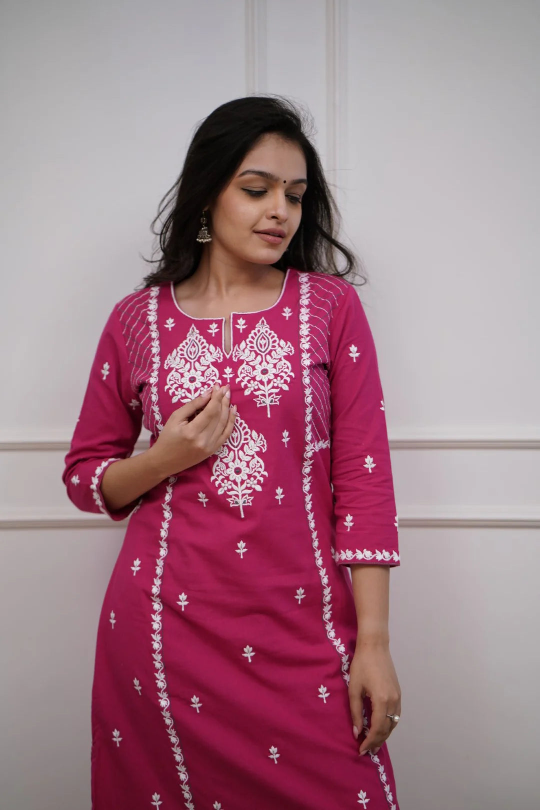 Elegant Claret Pink Color Kurta Pant Set