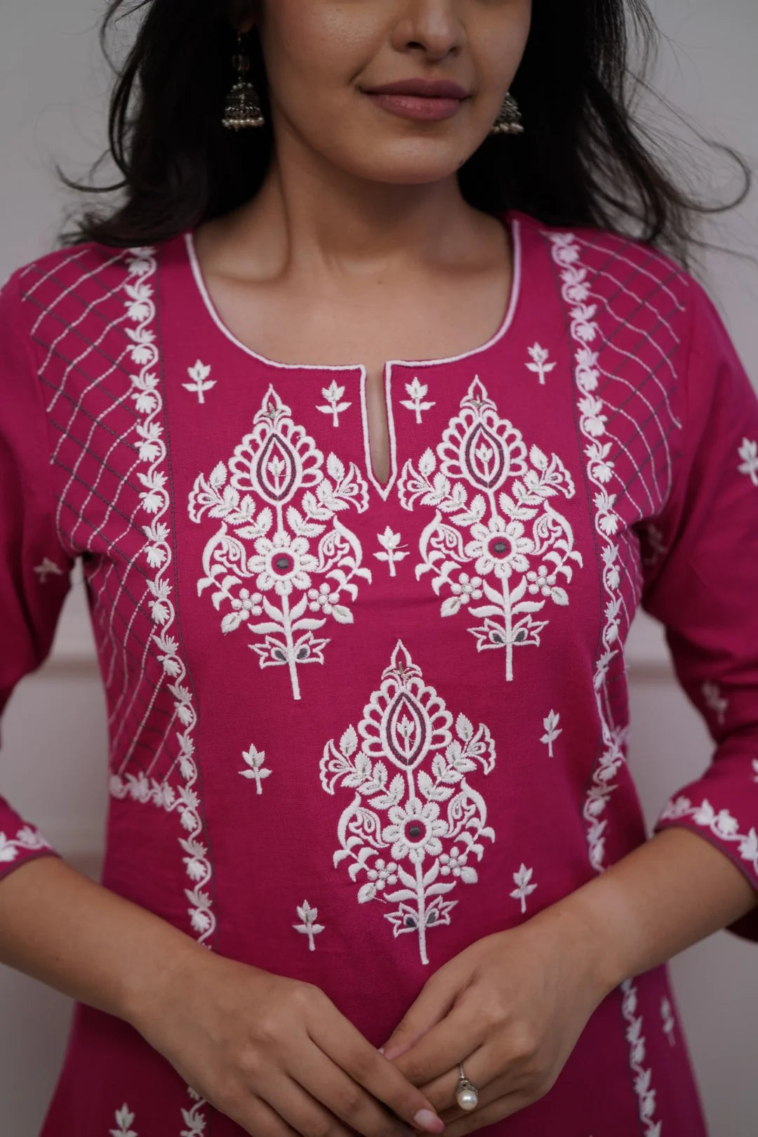 Elegant Claret Pink Color Kurta Pant Set