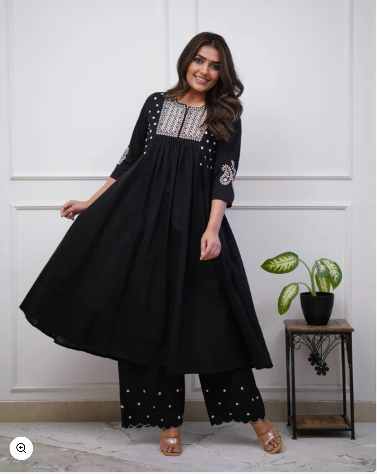 Elegant Black flared Cotton Palazzo Set
