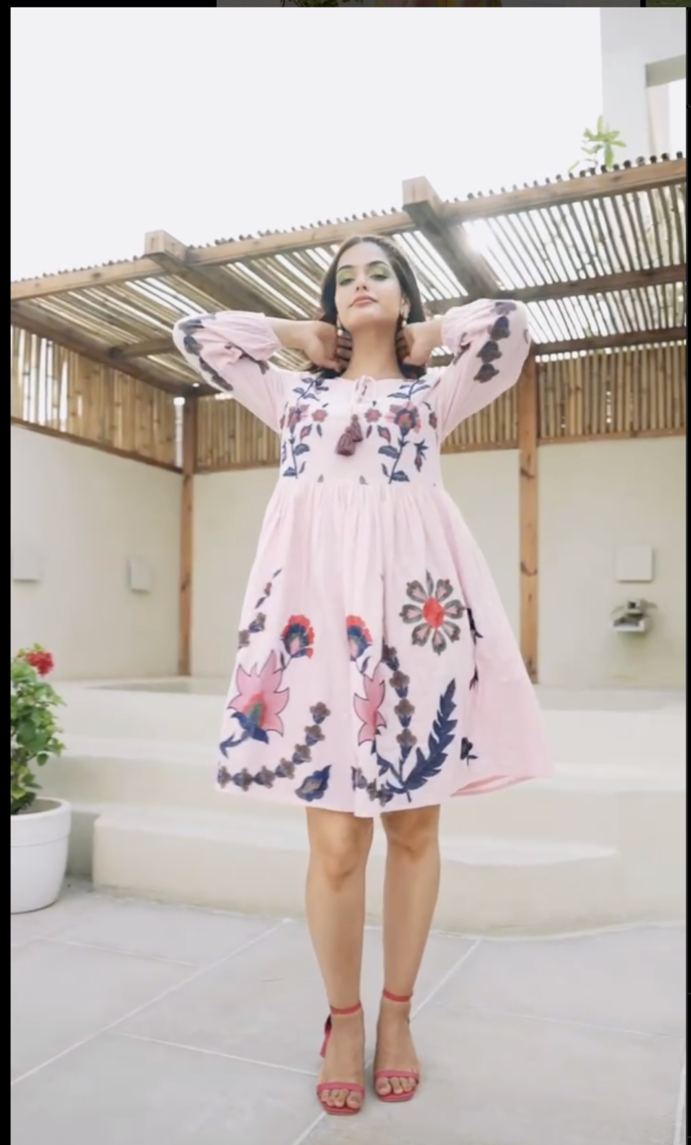Pretty Pink Embroidered One Piece Dress