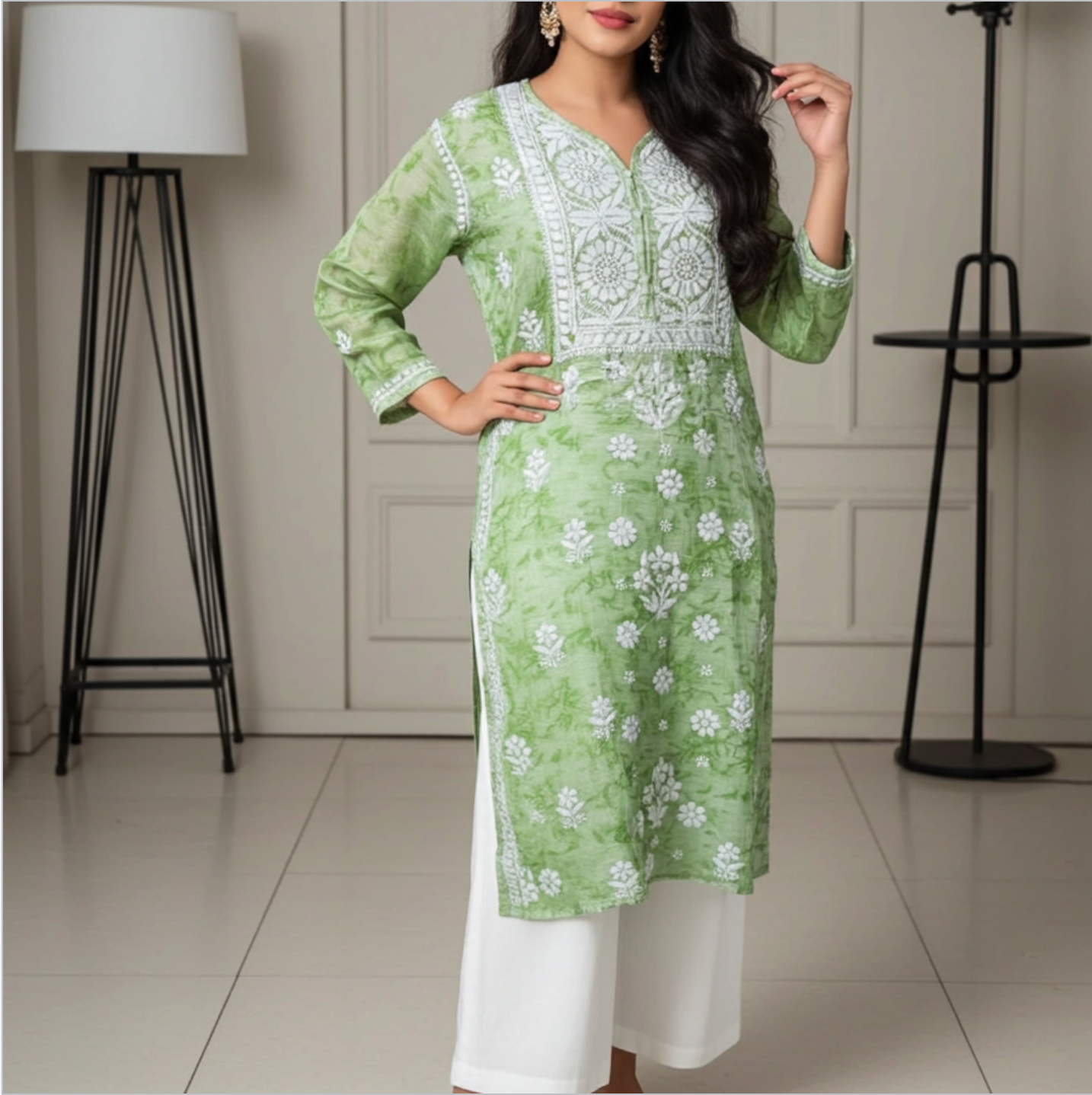 Kota Shiburi Chikankari Kurti