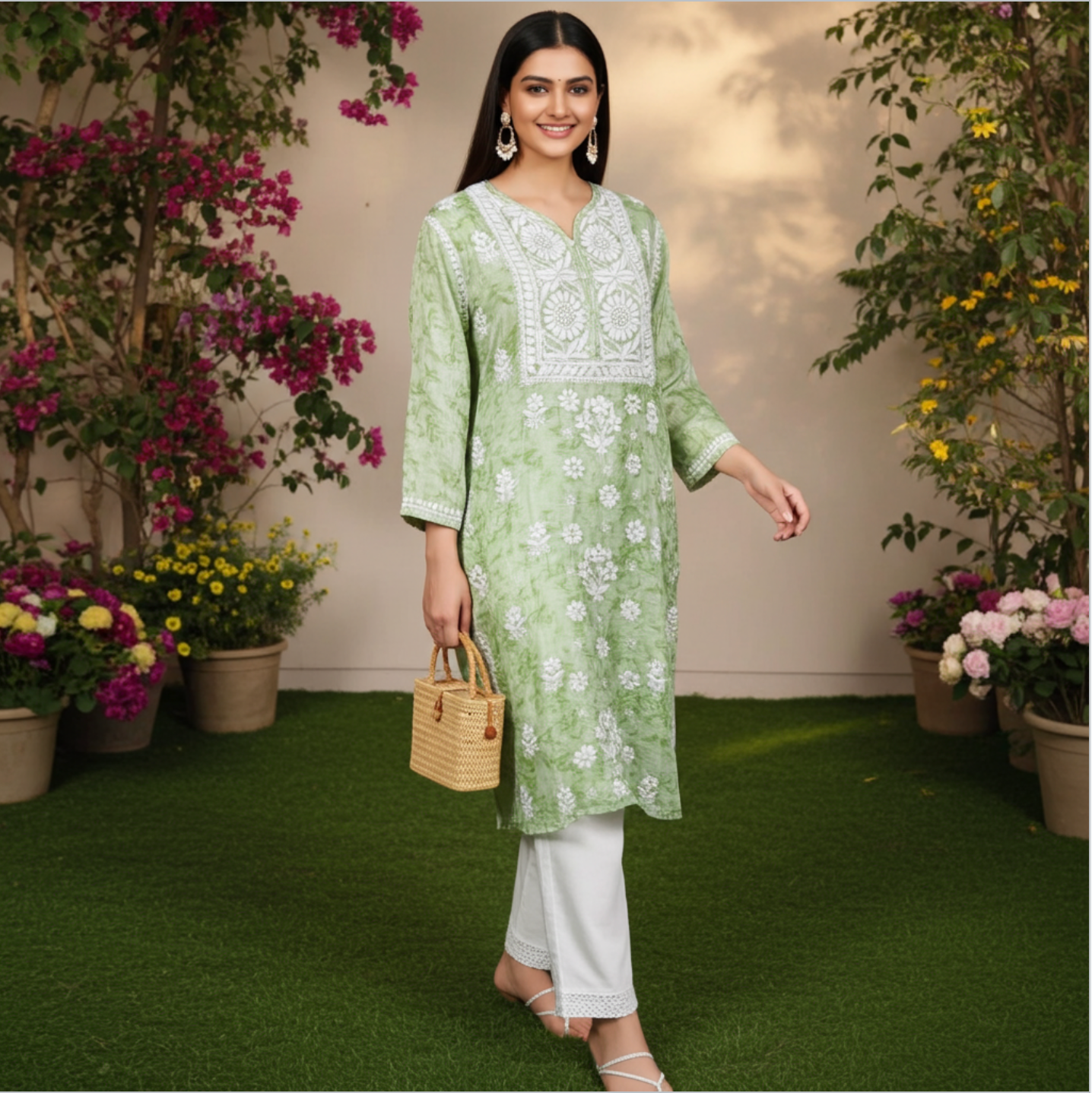 Kota Shiburi Chikankari Kurti