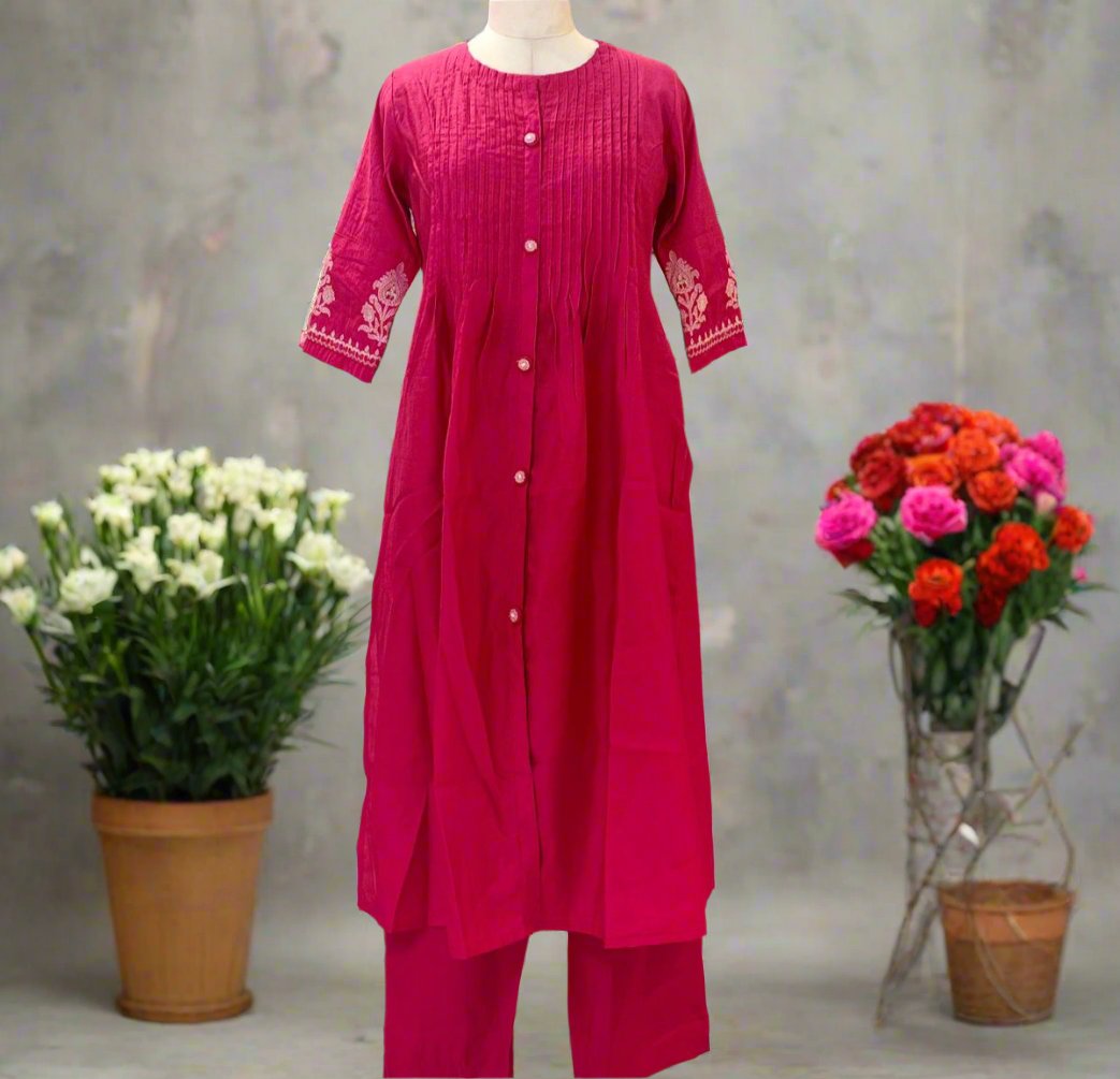 Stunning Pink A -Line Kurta Set