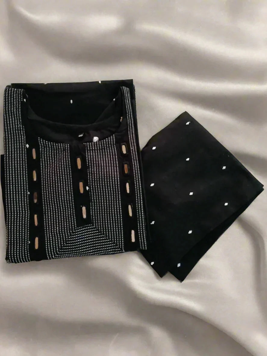 Elegant Black Embroidery And Mirror Work A-Line Kurta with Palazzo Pants