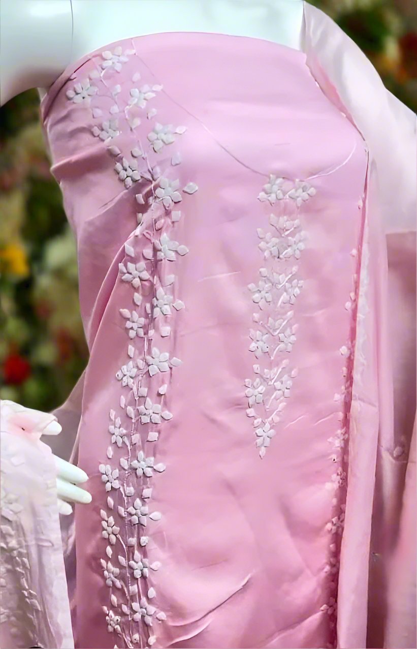 Cotton Phool Patti Applique Work Ready to Stich Material with Dupatta