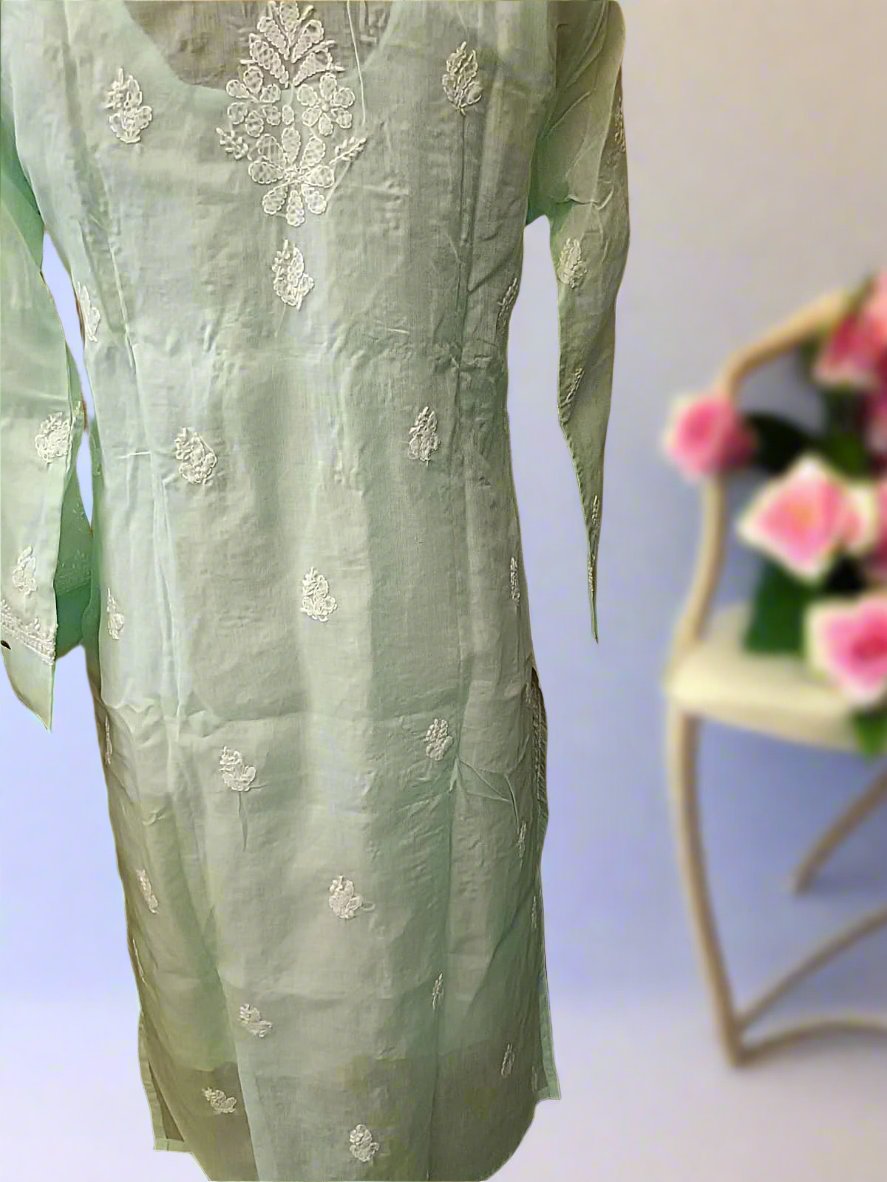 Pure Voil Cotton Hand Jaali luchnowi Kurti