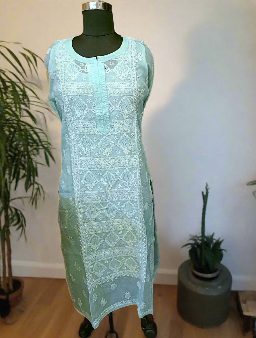 Pure Voil Cotton Hand Jaali luchnowi Kurti