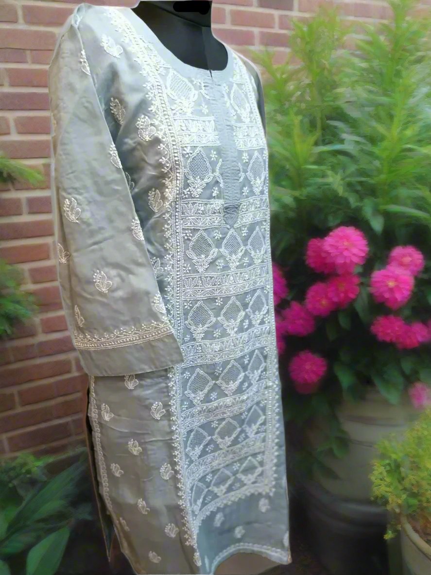 Pure Voil Cotton Hand Jaali luchnowi Kurti