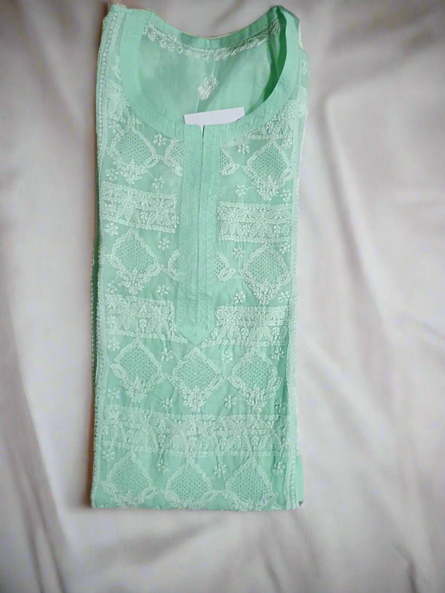 Pure Voil Cotton Hand Jaali luchnowi Kurti