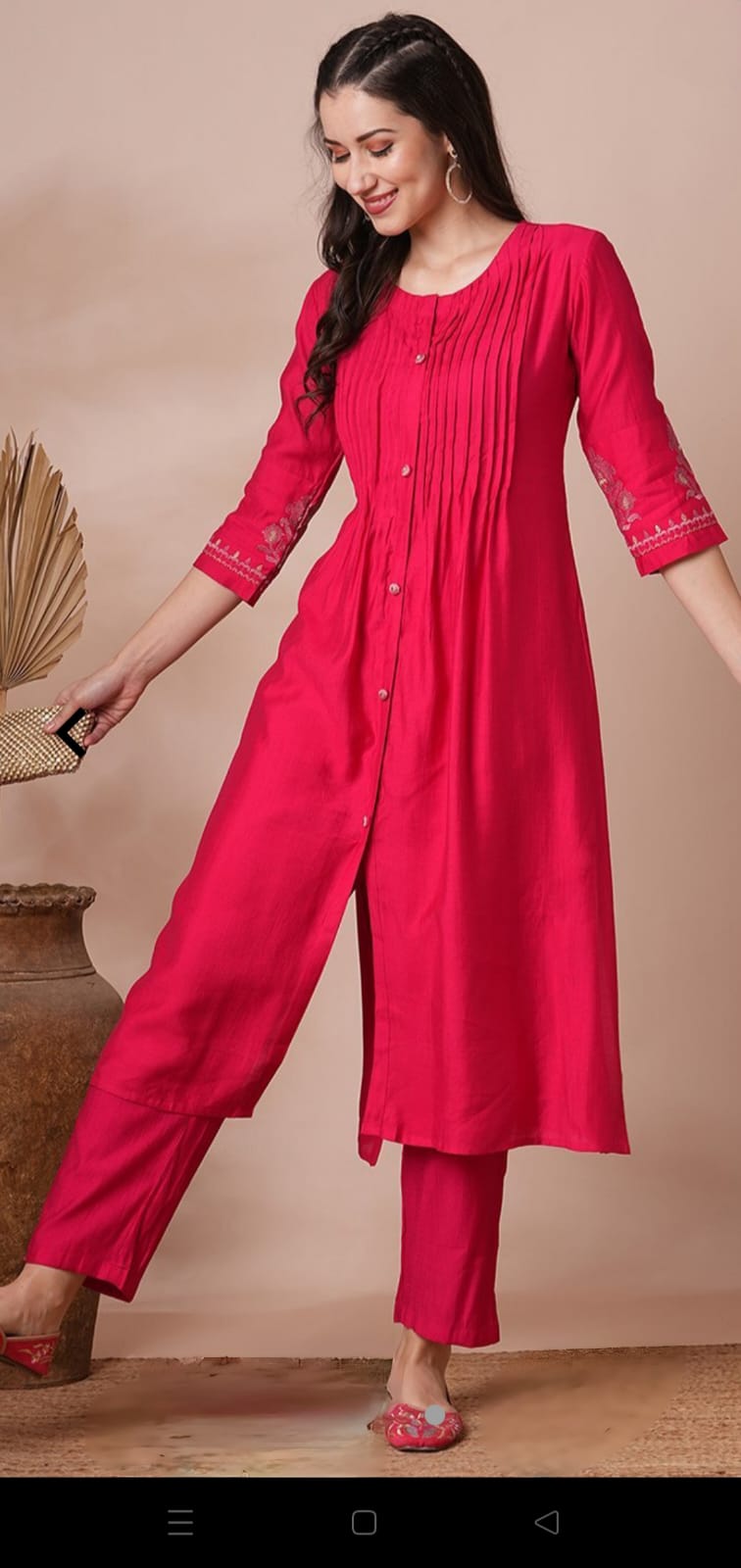 Stunning Pink A -Line Kurta Set