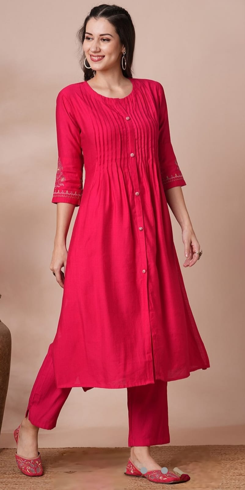 Stunning Pink A -Line Kurta Set