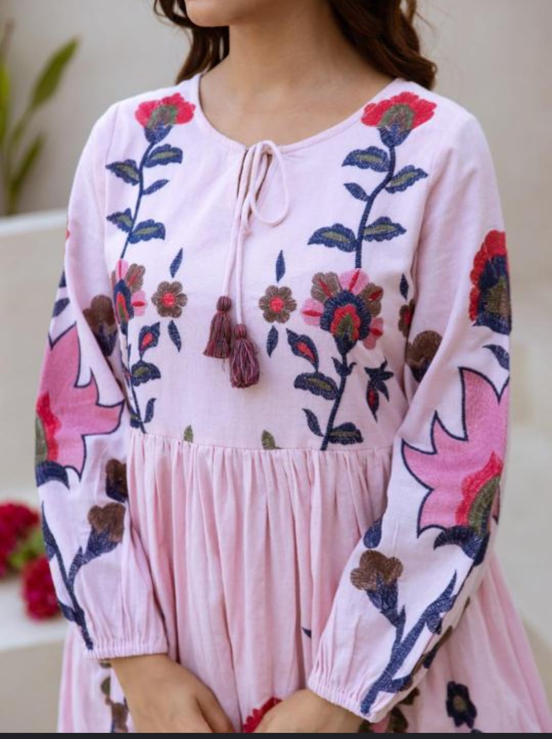 Pretty Pink Embroidered One Piece Dress