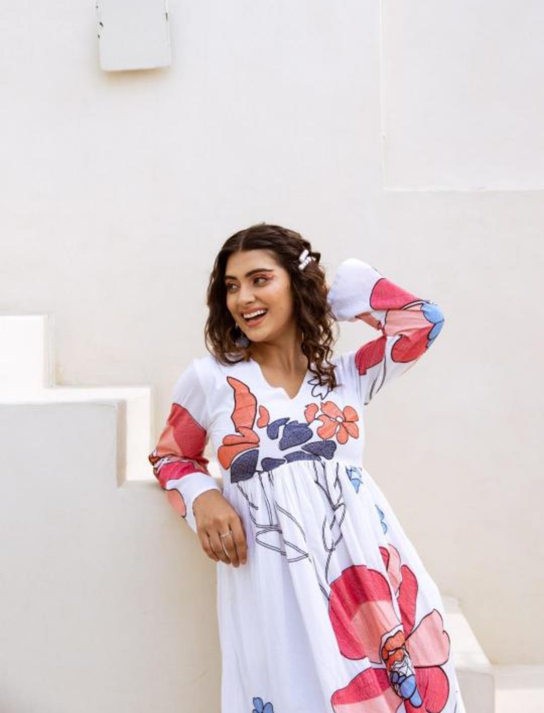 Premium Pure Cotton Midi Dress In White