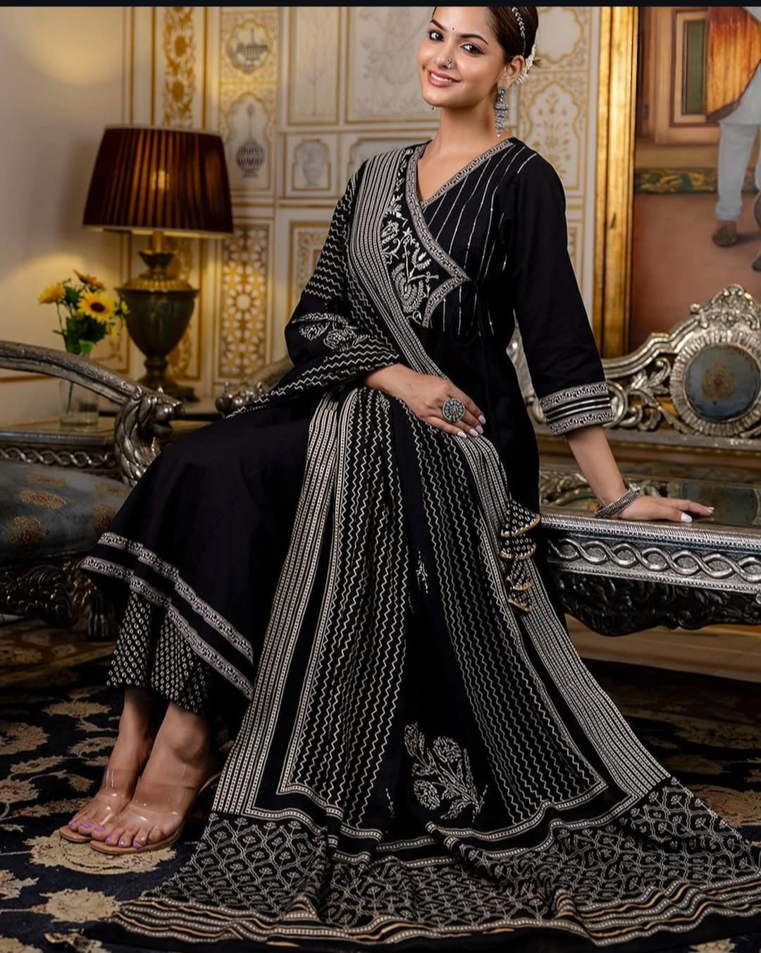Stylish Designer Anarkali Kurti Set in Black