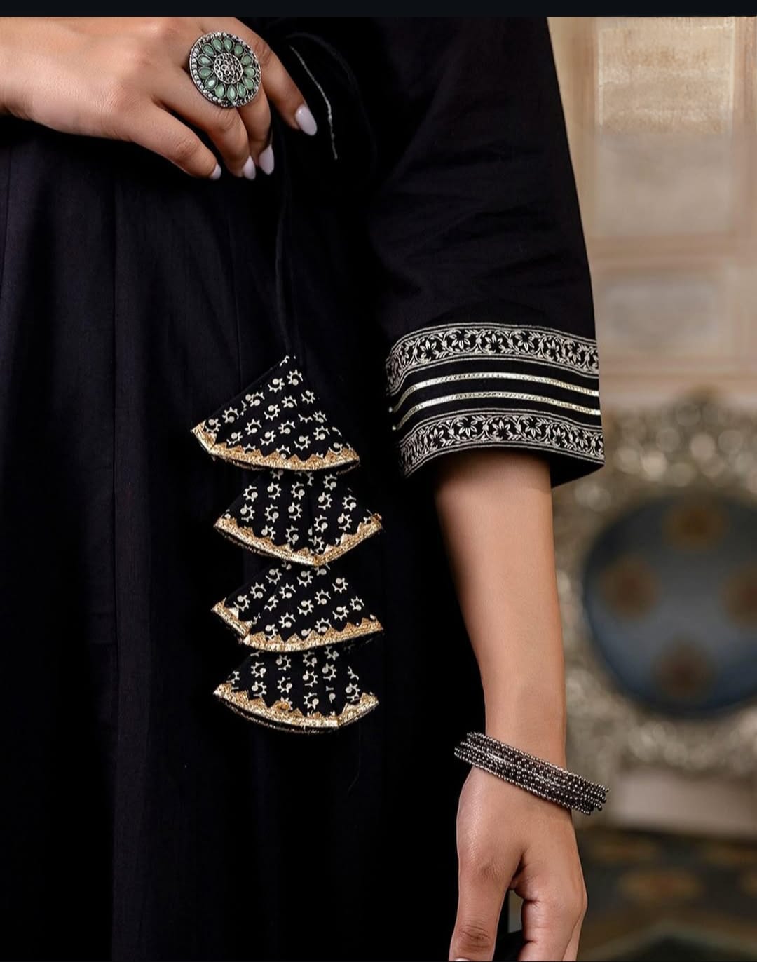 Stylish Designer Anarkali Kurti Set in Black