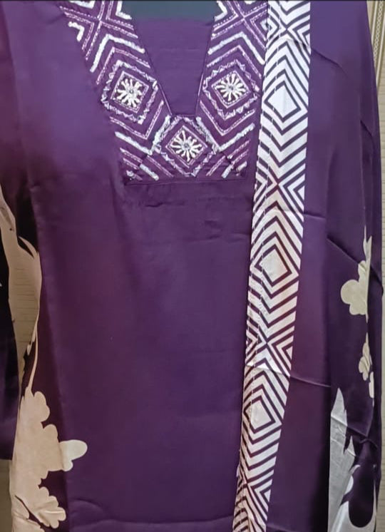 Elegant Purple Floral Printed Sequined Kurta Set