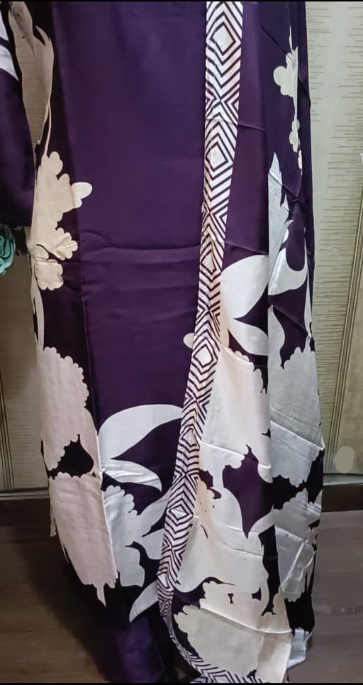 Elegant Purple Floral Printed Sequined Kurta Set