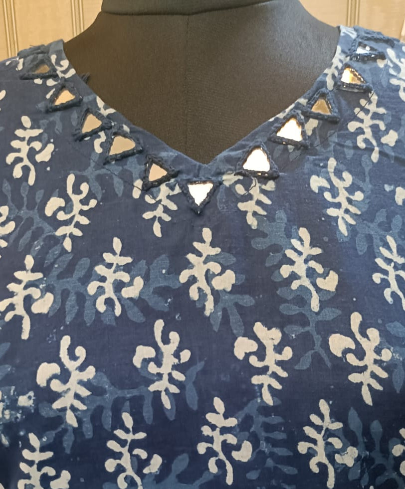 Beautiful Navy Blue Hand Block Print Kurta Set
