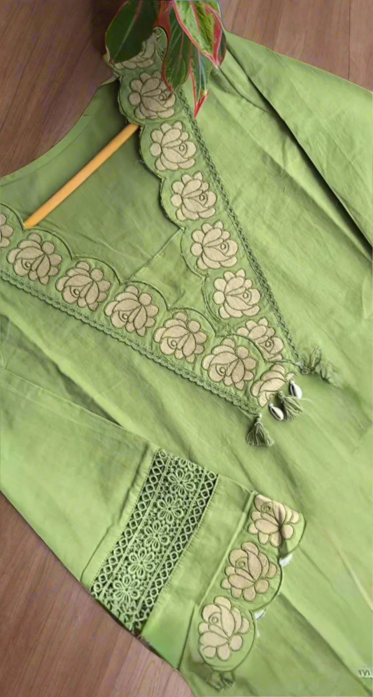 Elegant Floral Cutwork Embroidered Kurta Pants Set