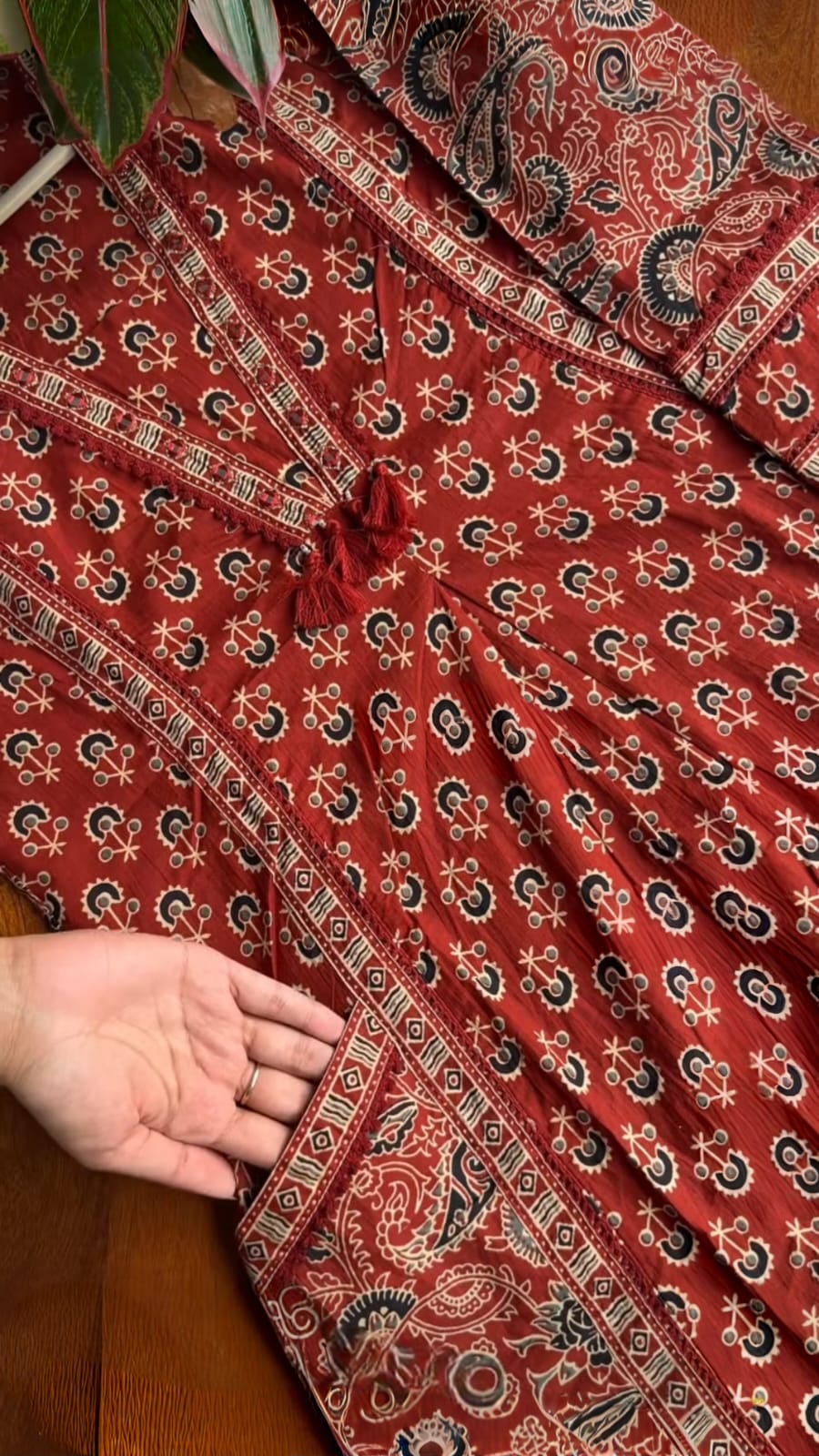 Ajrakh Print Suit Set In Red