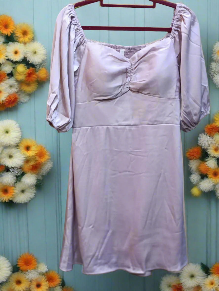 Soft Satin Short Dress with Sweetheart neckline
