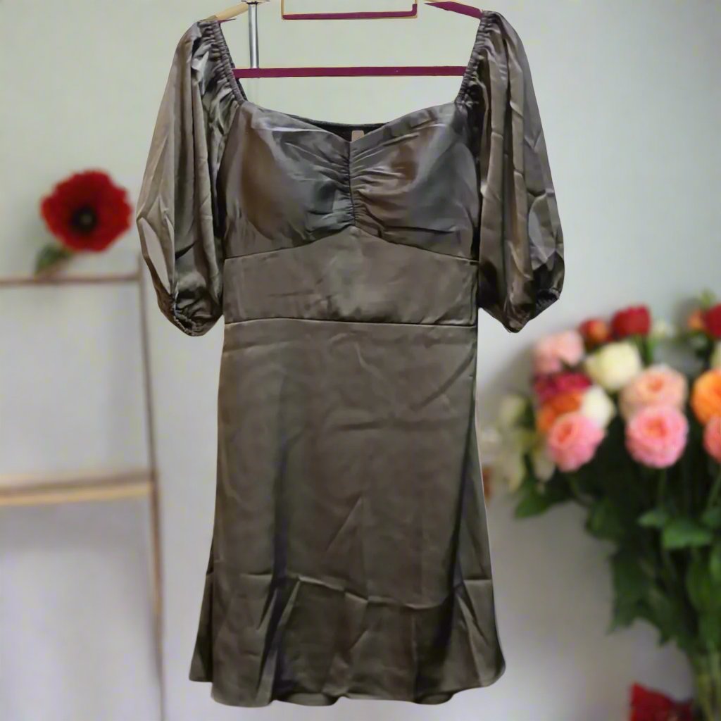 Soft Satin Short Dress with Sweetheart neckline