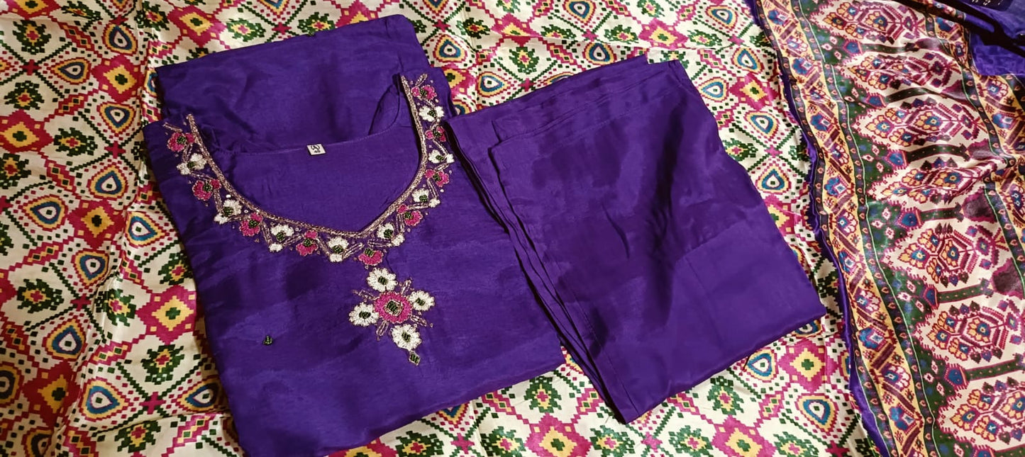 Stunning Purple Straight Suit along with Gajji Silk Dupatta