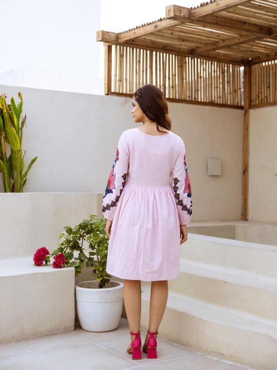 Pretty Pink Embroidered One Piece Dress
