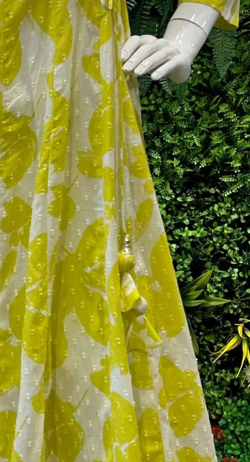 Beautiful Angharakha Style Suit in Yellow Floral Printed Design