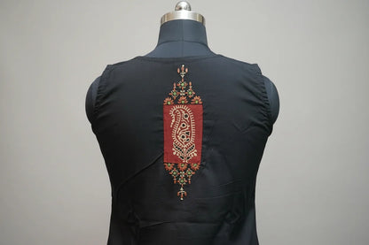 Black Sleeveless V-Neck Kurta Set with Wide-Leg Palazzos
