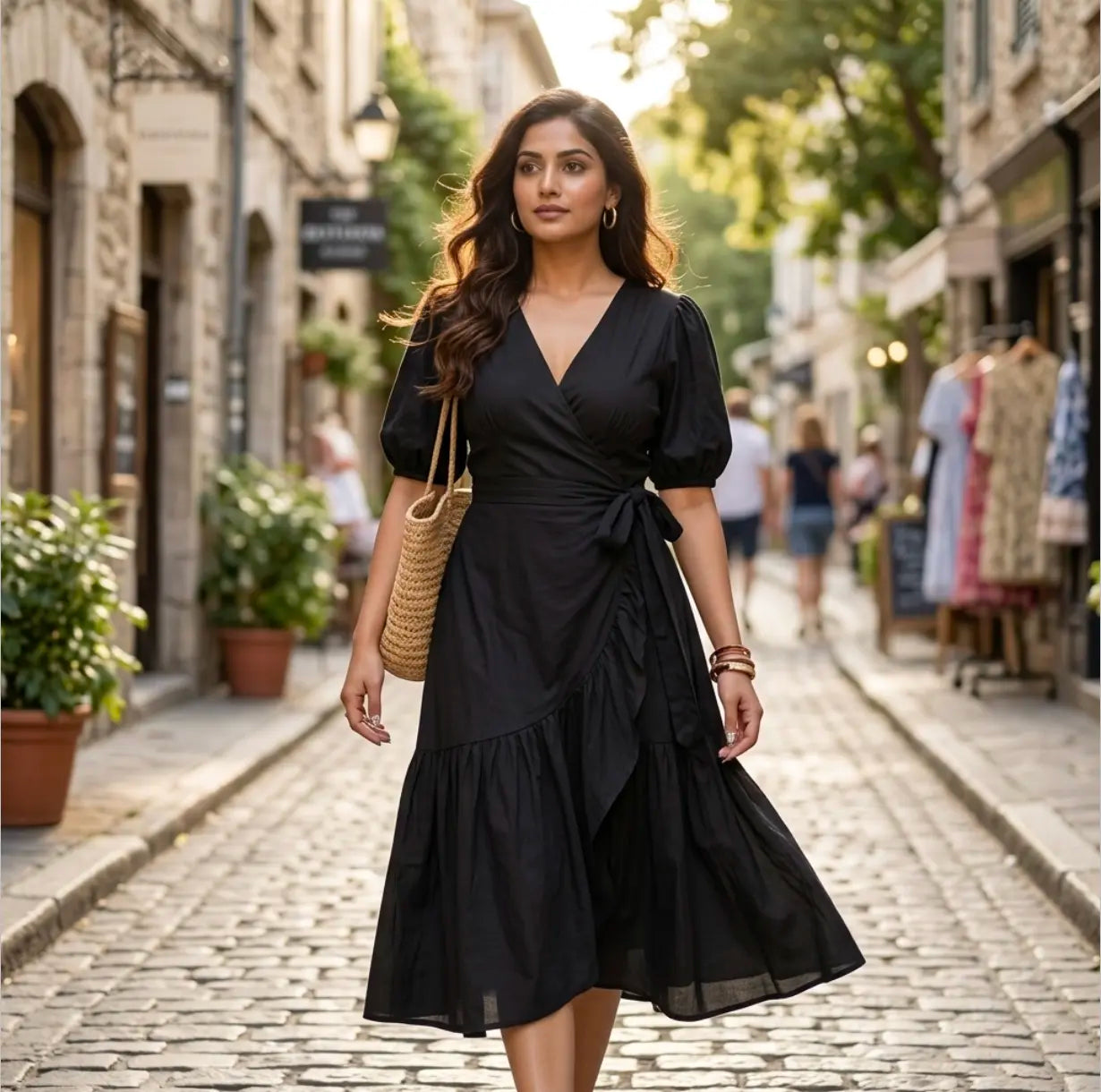 Solid Black, Sleek Chic Midi Dress