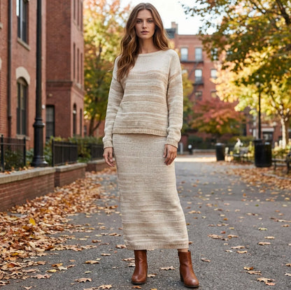 Effortless Chic: The Striped Knit Co-Ord Set