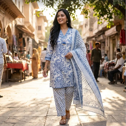 Pure Cotton Farsi Pant Dupatta Set
