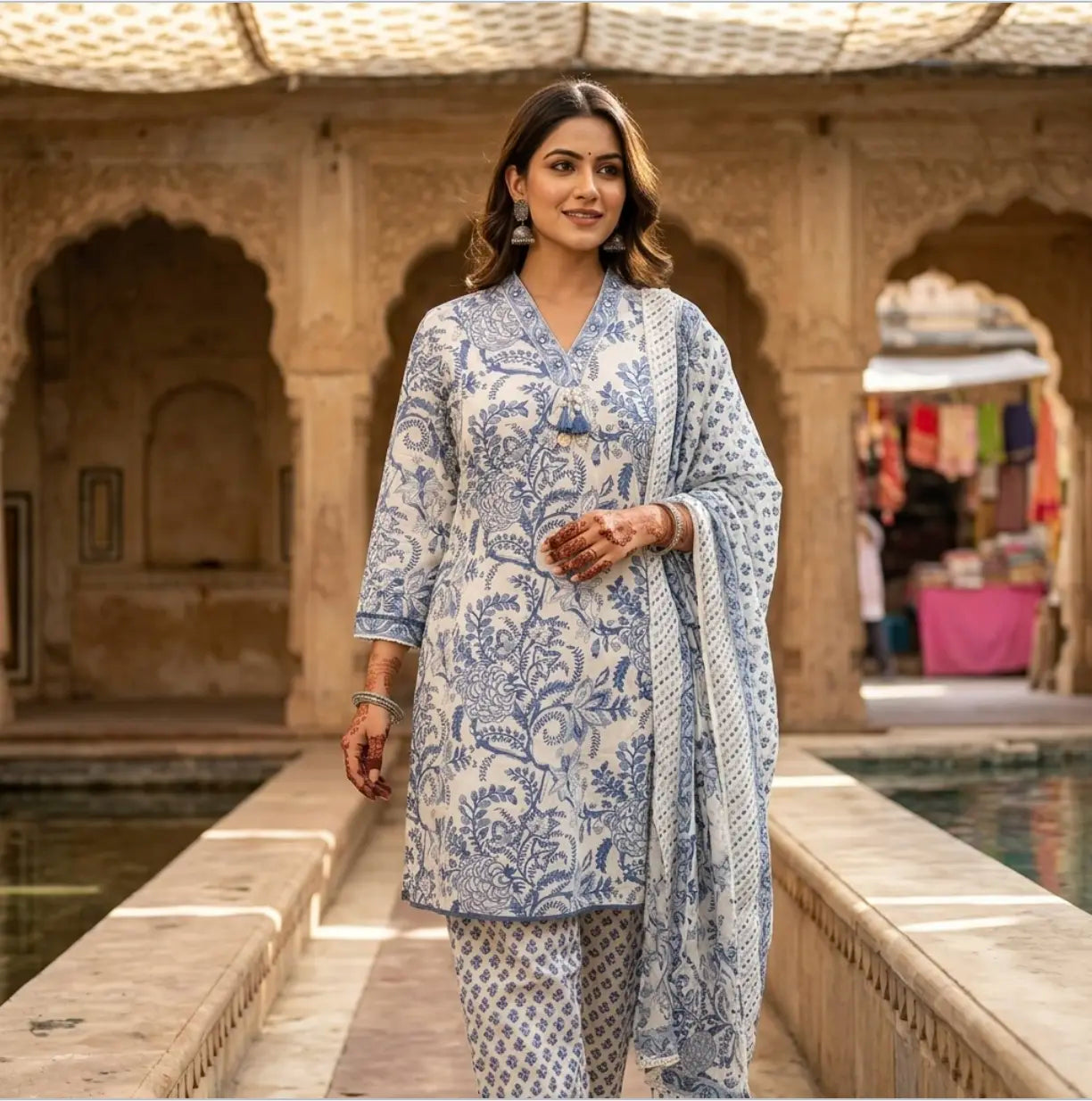 Pure Cotton Farsi Pant Dupatta Set