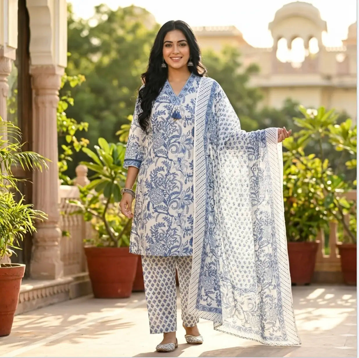 Pure Cotton Farsi Pant Dupatta Set