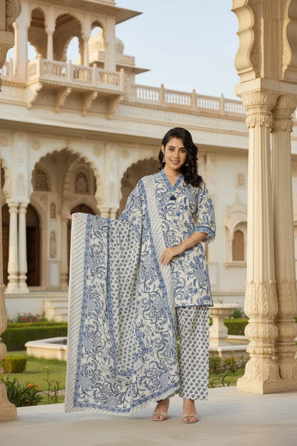 Pure Cotton Farsi Pant Dupatta Set