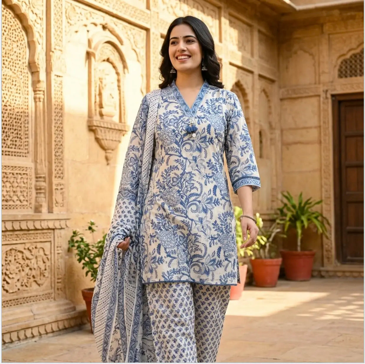 Pure Cotton Farsi Pant Dupatta Set
