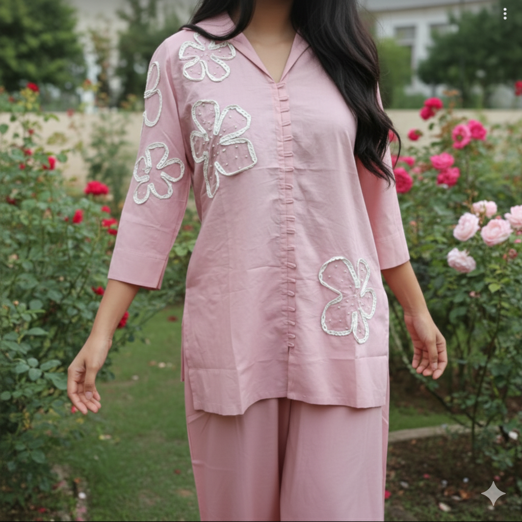 Pure Cotton Pale Pink Co-ord Set