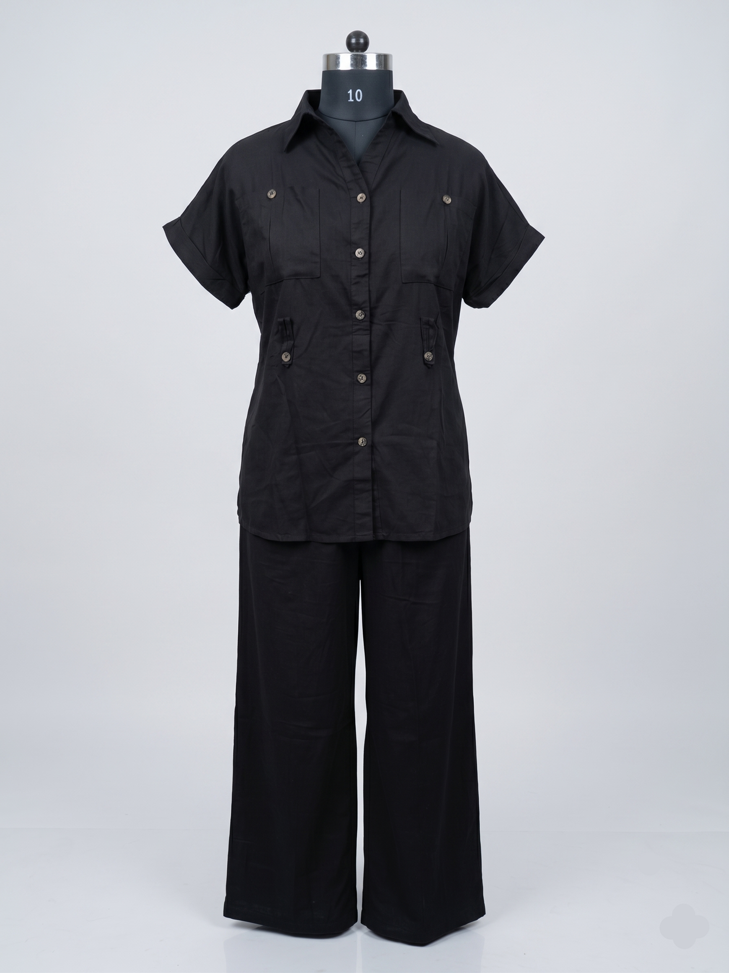 Trendy Black Co-ord Set In Blended Linen