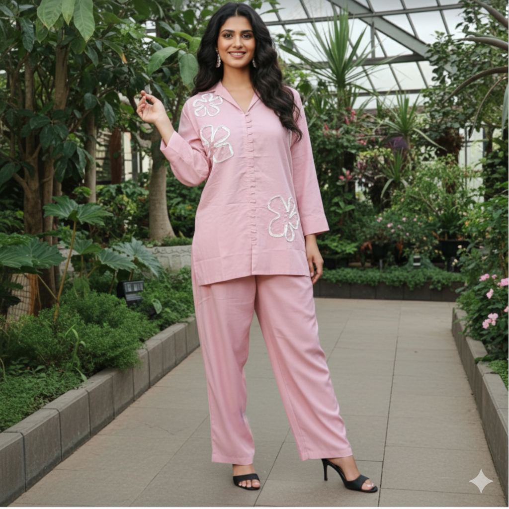 Pure Cotton Pale Pink Co-ord Set
