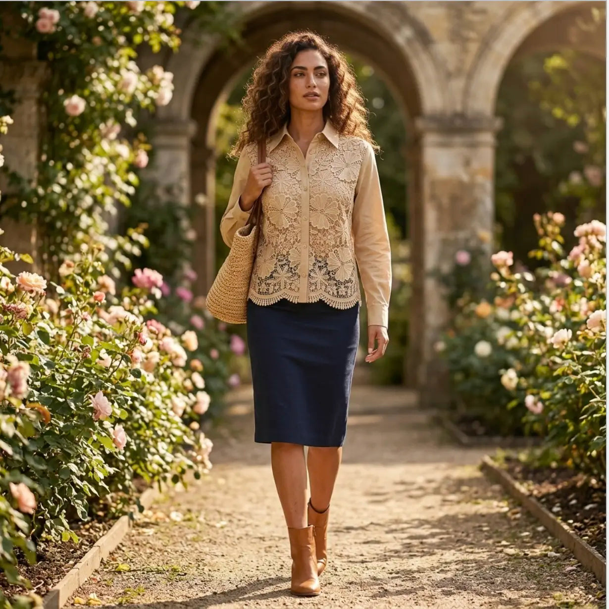 Chic Floral Embroidered Lace Shirt