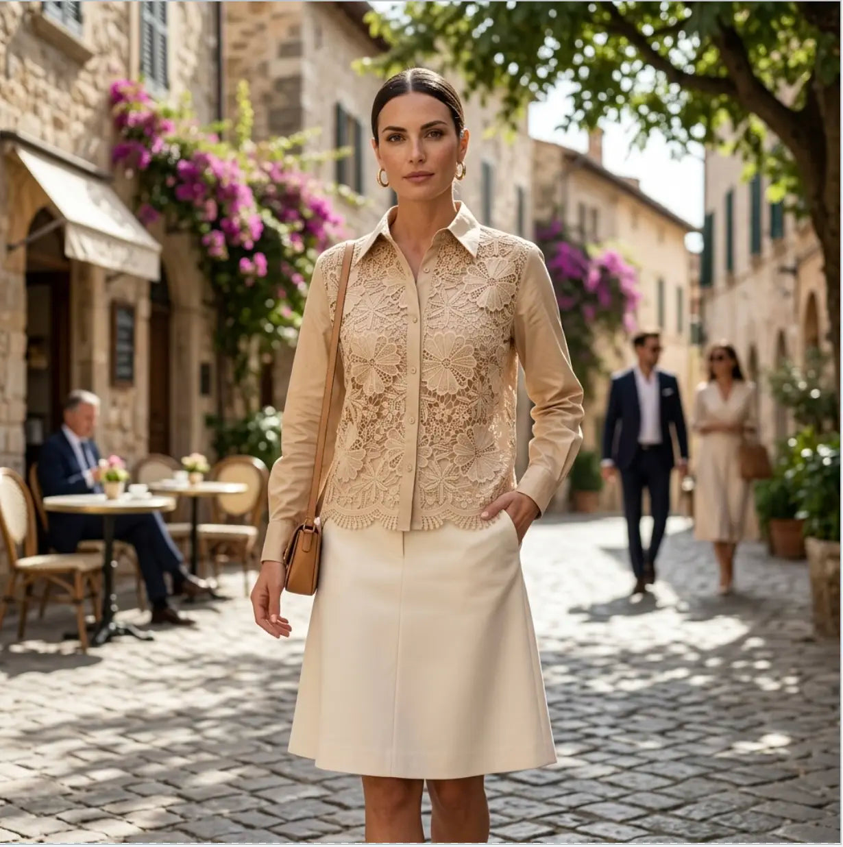 Chic Floral Embroidered Lace Shirt